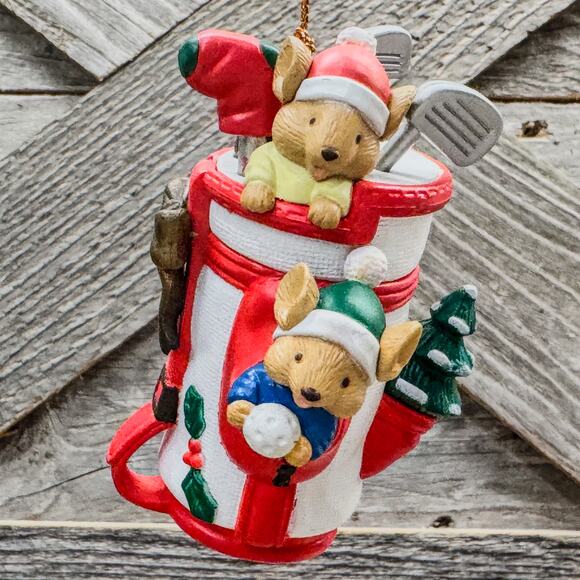 1998 VTG Mice in a Golf Bag-Kirkland Signature Collectible Christmas Ornament - Picture 8 of 10